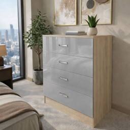 Harmin High Gloss Grey on Sonoma Oak 4 Drawer Chest - thumbnail 2
