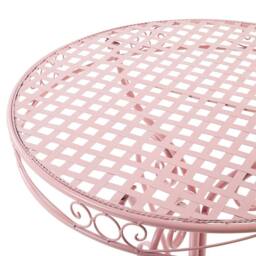 Wyld and Coco Evergarden Pink Powder-Coated Iron Bistro Table with Scrollwork - thumbnail 4
