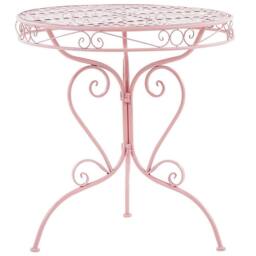 Wyld and Coco Evergarden Pink Powder-Coated Iron Bistro Table with Scrollwork - thumbnail 2
