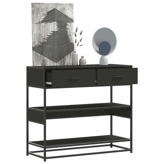 Berkfield Home Console Table Black 90x35x80 cm Engineered Wood - Size: 90 x 35 x 80 cm - image 1