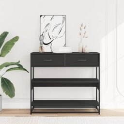 Berkfield Home Console Table Black 90x35x80 cm Engineered Wood - Size: 90 x 35 x 80 cm - thumbnail 3