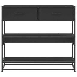 Berkfield Home Console Table Black 90x35x80 cm Engineered Wood - Size: 90 x 35 x 80 cm - thumbnail 4