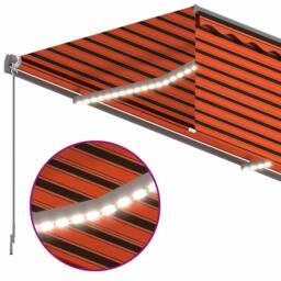 Berkfield Home Manual Retractable Awning with Blind&LED 3x2.5m Orange&Brown - thumbnail 5