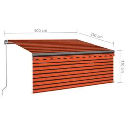 Berkfield Home Manual Retractable Awning with Blind&LED 3x2.5m Orange&Brown - thumbnail 7