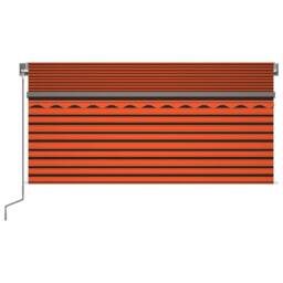 Berkfield Home Manual Retractable Awning with Blind&LED 3x2.5m Orange&Brown - thumbnail 3
