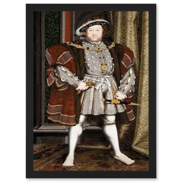 Artery8 Painting Antique Holbein Junior Henry Tudor VIII King England Artwork Framed Wall Art Print A4 in Black - image 1