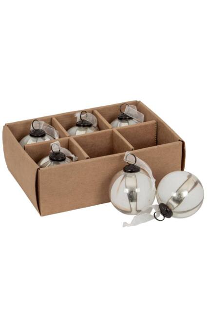KDMD Coffee Ombre Glass Baubles Set of 6 - Modern Holiday Decor in White - image 1