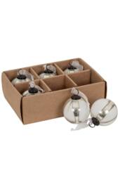 KDMD Coffee Ombre Glass Baubles Set of 6 - Modern Holiday Decor in White