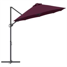 Berkfield Home Garden Cantilever Parasol with Lock Bordeaux red Large - thumbnail 6