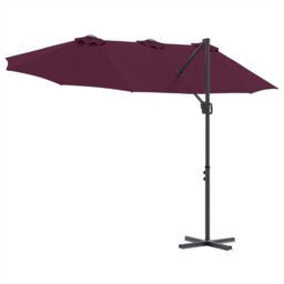 Berkfield Home Garden Cantilever Parasol with Lock Bordeaux red Large - thumbnail 8