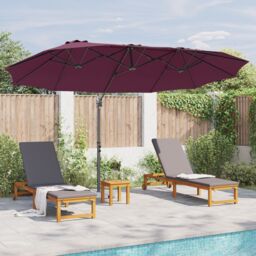 Berkfield Home Garden Cantilever Parasol with Lock Bordeaux red Large - thumbnail 4