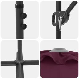 Berkfield Home Garden Cantilever Parasol with Lock Bordeaux red Large - thumbnail 9
