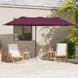 Berkfield Home Garden Cantilever Parasol with Lock Bordeaux red Large - thumbnail 1