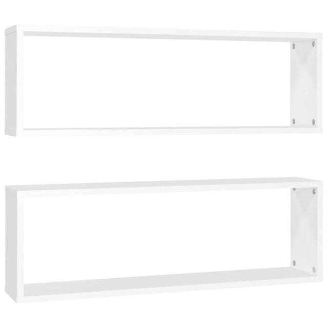 Berkfield Home Wall Cube Shelf 2 pcs White 80x15x26.5 cm Engineered Wood - image 1