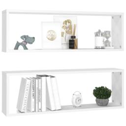 Berkfield Home Wall Cube Shelf 2 pcs White 80x15x26.5 cm Engineered Wood - thumbnail 3