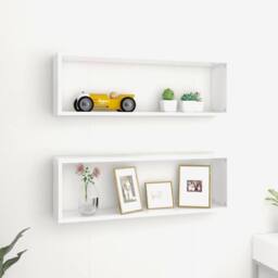 Berkfield Home Wall Cube Shelf 2 pcs White 80x15x26.5 cm Engineered Wood - thumbnail 2