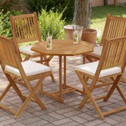 Berkfield Home Table Top 80x80x2.5 cm Octagonal Solid Wood Teak in Brown - thumbnail 2