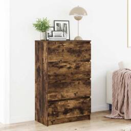 Berkfield Home Sideboard Smoked Oak 60x35x98.5 cm Engineered Wood in Brown - thumbnail 2