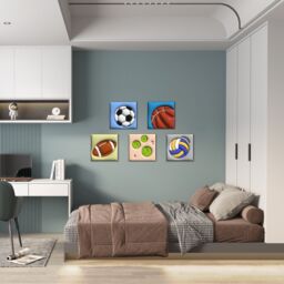 simpa Balls of Sport 5 Panel Canvas Wall Art - thumbnail 3