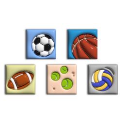 simpa Balls of Sport 5 Panel Canvas Wall Art - thumbnail 1