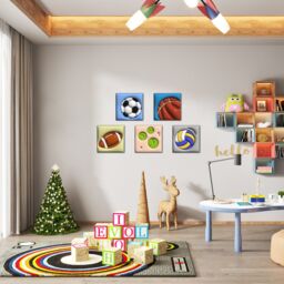 simpa Balls of Sport 5 Panel Canvas Wall Art - thumbnail 2