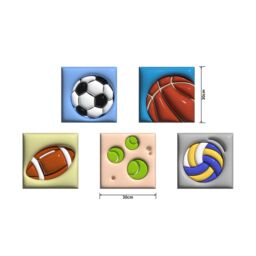 simpa Balls of Sport 5 Panel Canvas Wall Art - thumbnail 5
