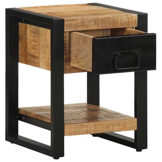 Berkfield Home Beautiful Bedside Cabinet 35x34x45 cm Solid Rough Wood Mango in Brown - Size: 35 x 34 x 45 cm