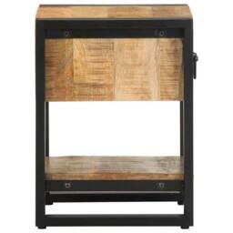 Berkfield Home Beautiful Bedside Cabinet 35x34x45 cm Solid Rough Wood Mango in Brown - Size: 35 x 34 x 45 cm - thumbnail 5
