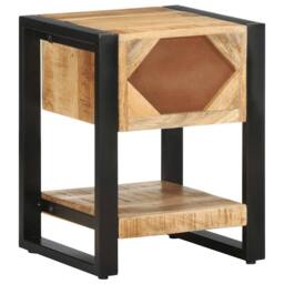 Berkfield Home Beautiful Bedside Cabinet 35x34x45 cm Solid Rough Wood Mango in Brown - Size: 35 x 34 x 45 cm - thumbnail 6