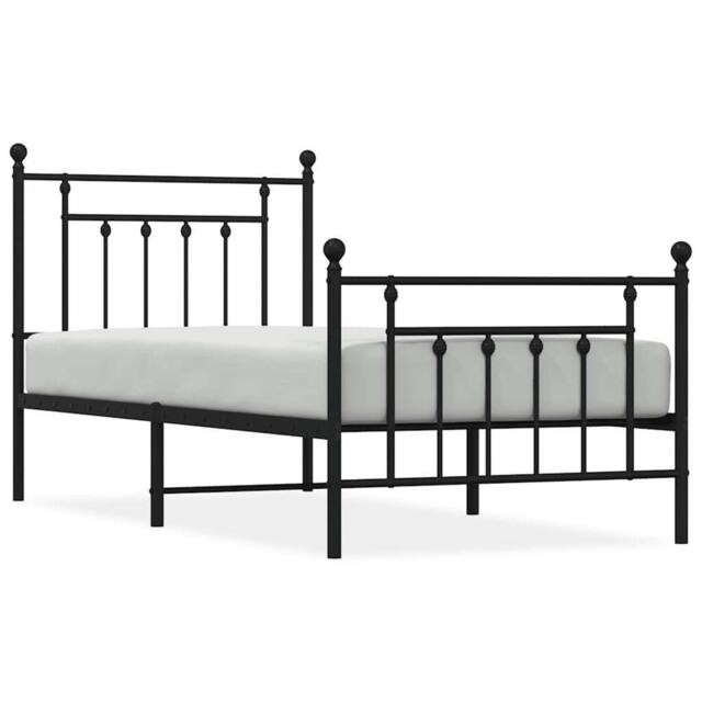 Berkfield Home Metal Bed Frame without Mattress with Footboard Black 80x200cm - Size: 80x200 cm - image 1