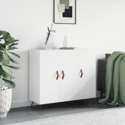 Berkfield Home Sideboard White 90x34x80 cm Engineered Wood - Size: 90 x 34 x 80 cm - thumbnail 1