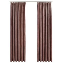 Berkfield Home Blackout Curtains 2pcs with Hooks Velvet Antique Pink 140x225cm - Size: 140x225 cm - thumbnail 2