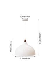 Living and Home E27 Metal Lampshade Pendant Light in White - thumbnail 3