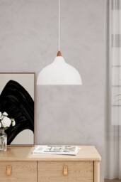 Living and Home E27 Metal Lampshade Pendant Light in White - thumbnail 4