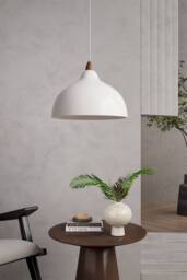 Living and Home E27 Metal Lampshade Pendant Light in White - thumbnail 2