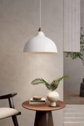 Living and Home E27 Metal Lampshade Pendant Light in White - thumbnail 1