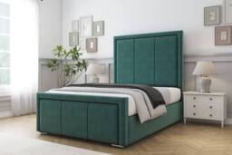 "Comfort Beds Savoy Plush Bed Frame - 50"" Upholstered Headboard in Emerald - Size: King" - thumbnail 1