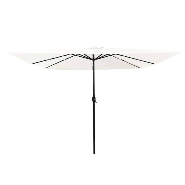 Berkfield Home Square Garden Parasol with LED Lights 295x245 cm Sand White in Cream - image 1