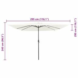 Berkfield Home Square Garden Parasol with LED Lights 295x245 cm Sand White in Cream - thumbnail 8