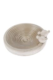 Homescapes Round Concrete Birdbath Heavyweight with Love Birds Decoration in White - thumbnail 4