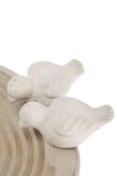 Homescapes Round Concrete Birdbath Heavyweight with Love Birds Decoration in White - thumbnail 3
