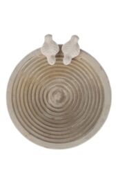 Homescapes Round Concrete Birdbath Heavyweight with Love Birds Decoration in White - thumbnail 2