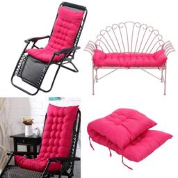 KORVIXA Outdoor Garden Sun Lounger Cotton Pads Seat Pad in Pink - Size: 125 cm x 150 cm - thumbnail 4