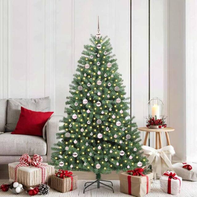 Berkfield Home Artificial Hinged Christmas Tree Green 180 cm PVC & Metal - image 1
