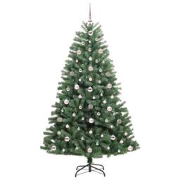 Berkfield Home Artificial Hinged Christmas Tree Green 180 cm PVC & Metal - thumbnail 4