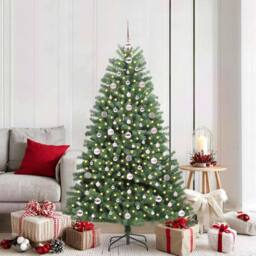 Berkfield Home Artificial Hinged Christmas Tree Green 180 cm PVC & Metal