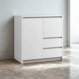 Pirlo Plush Modern Sideboard Buffet Cabinet With Drawers Storage Furniture in White - thumbnail 7
