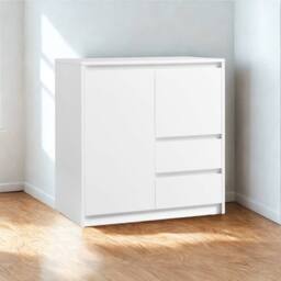 Pirlo Plush Modern Sideboard Buffet Cabinet With Drawers Storage Furniture in White - thumbnail 3
