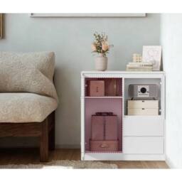 Pirlo Plush Modern Sideboard Buffet Cabinet With Drawers Storage Furniture in White - thumbnail 2