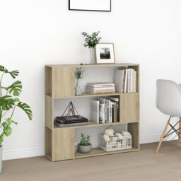 Berkfield Home Book Cabinet Room Divider Sonoma Oak 100x24x94 cm in Brown - Size: 100 x 24 x 94 cm - thumbnail 3